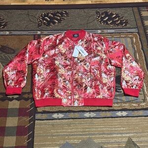 Jogal Style Jacket Mens Medium Red Embroidered Satin Bomber Chinese New Year Y2K